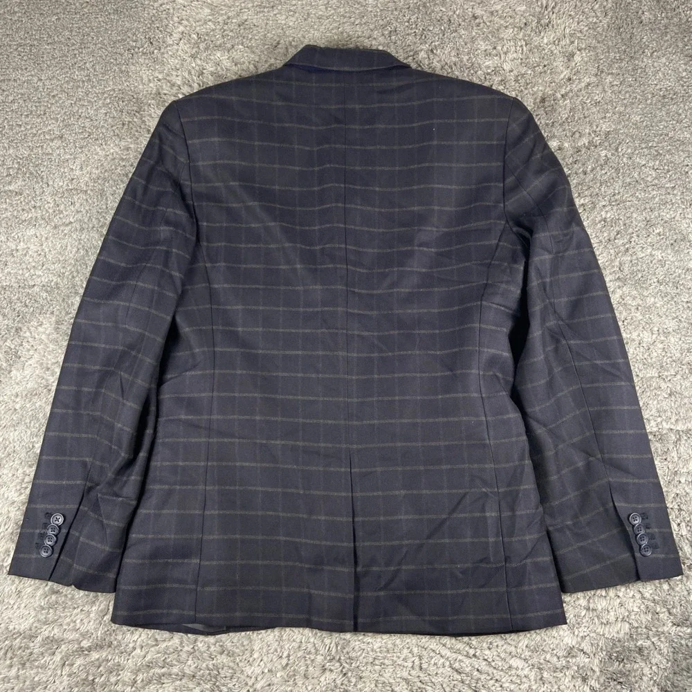 Banana Republic Blazer Mens 40R Blue Tailored Fit Windowpane Plaid Suit Jacket